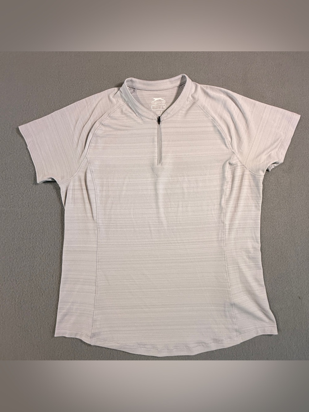 Slazenger Men's Light Gray Short-Sleeve Quarter-Zip Polo